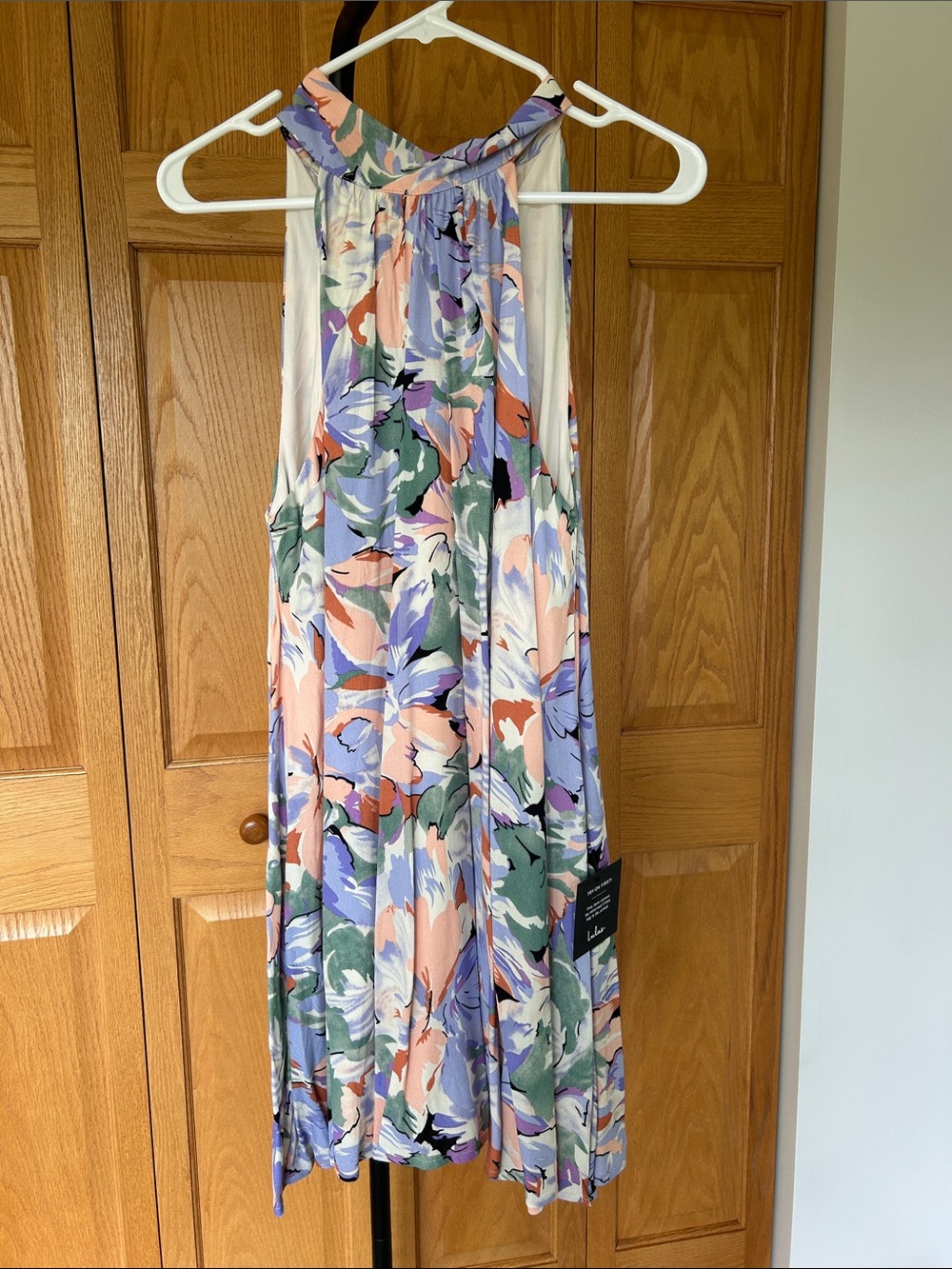 Lulu’s Sleeveless Floral Halter Maxi Dress in Pastel Multi